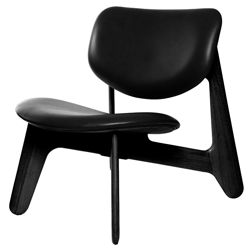 Slab Lounge Chair - Black Oak, Black Leather