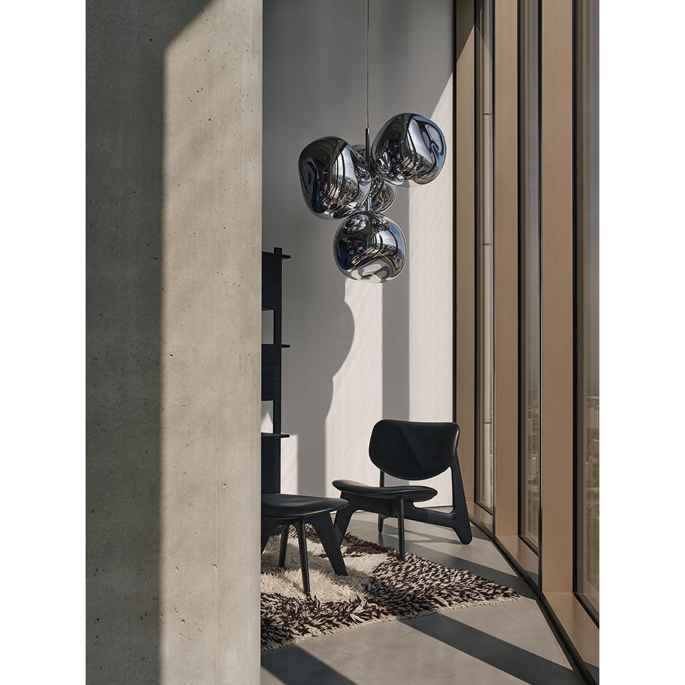 Slab Lounge Chair - Black Oak, Black Leather