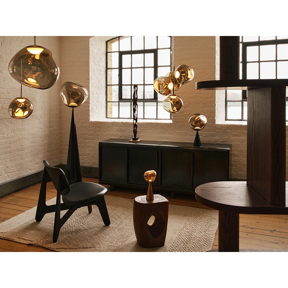 Slab Lounge Chair - Black Oak, Black Leather