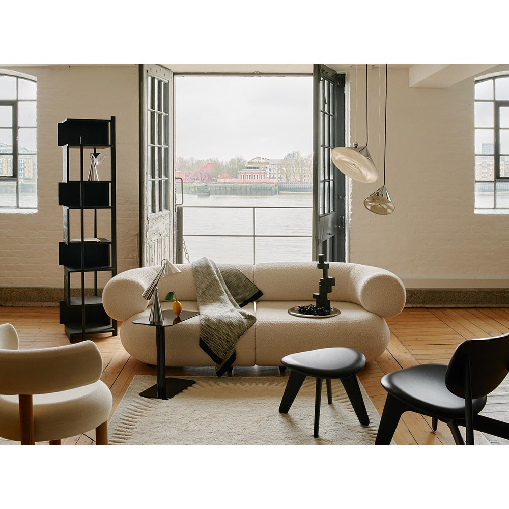 Slab Lounge Chair - Black Oak, Black Leather