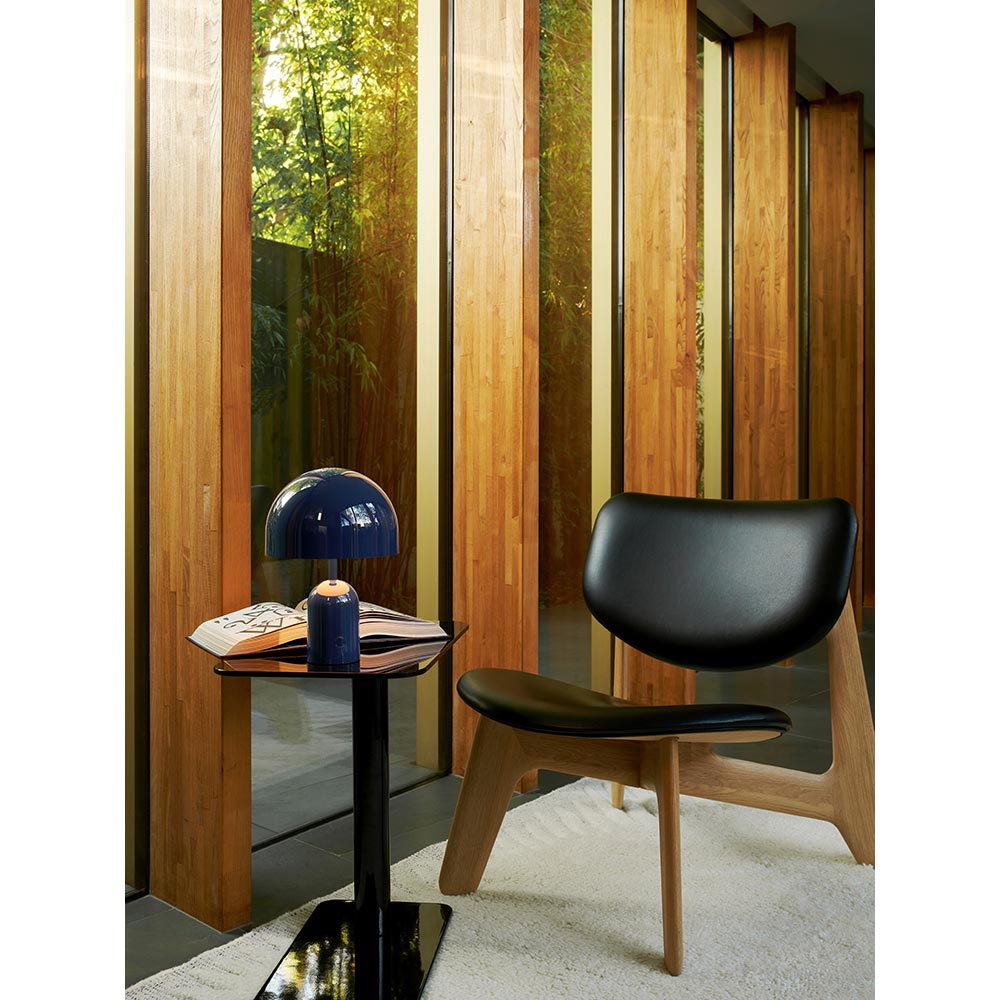 Slab Lounge Chair - Natural Oak, Black Leather