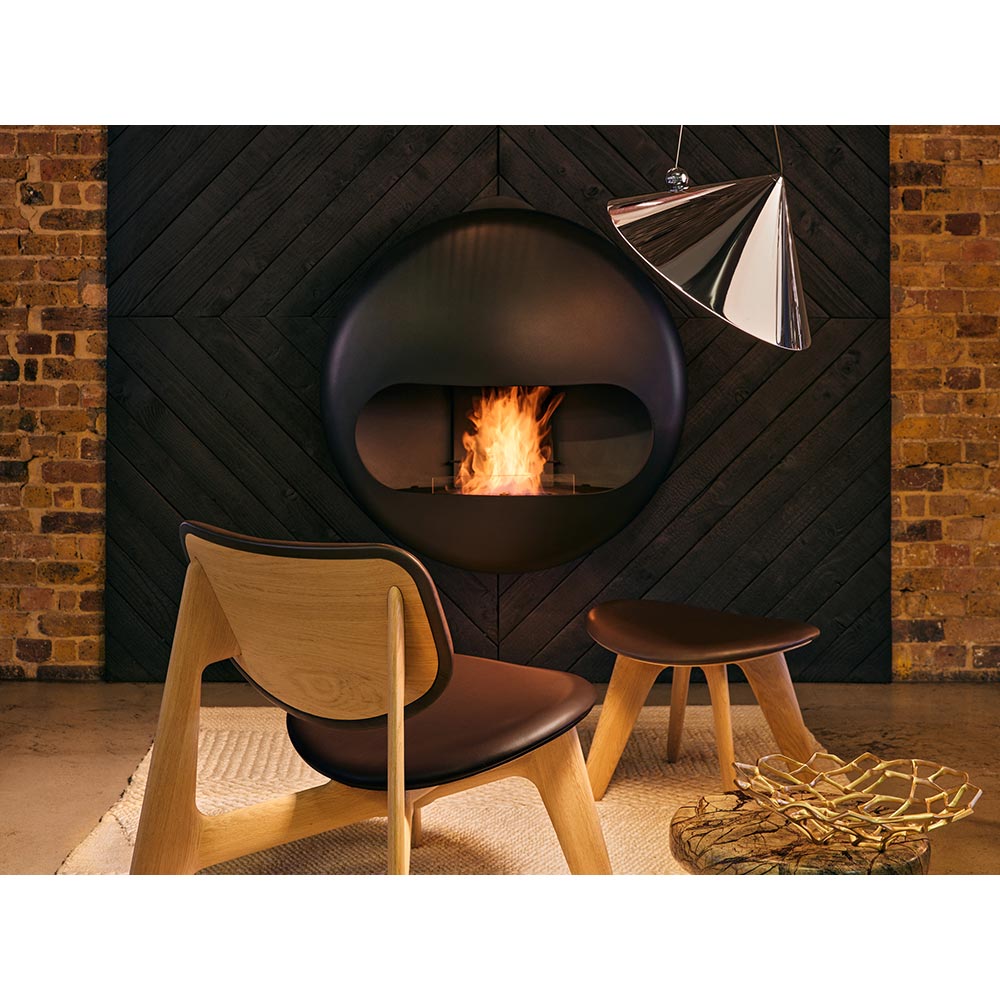 Slab Lounge Chair - Natural Oak, Black Leather