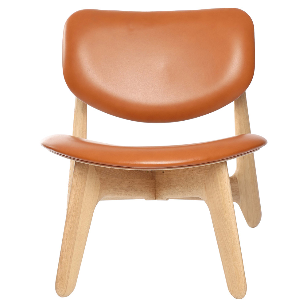 Slab Lounge Chair - Natural Oak, Cognac Leather