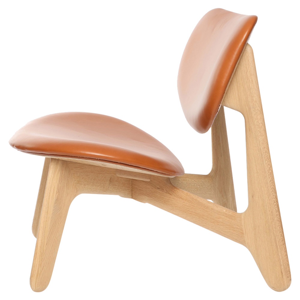 Slab Lounge Chair - Natural Oak, Cognac Leather