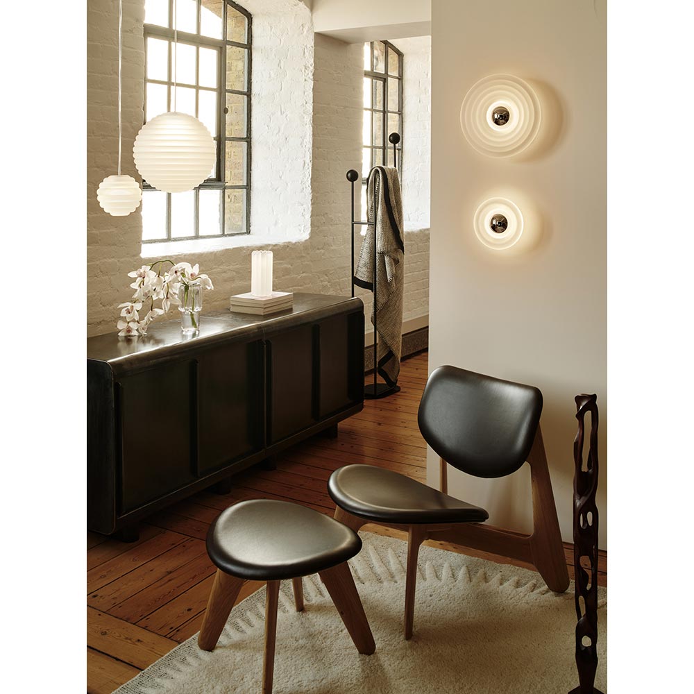 Slab Ottoman - Natural Oak, Black Leather