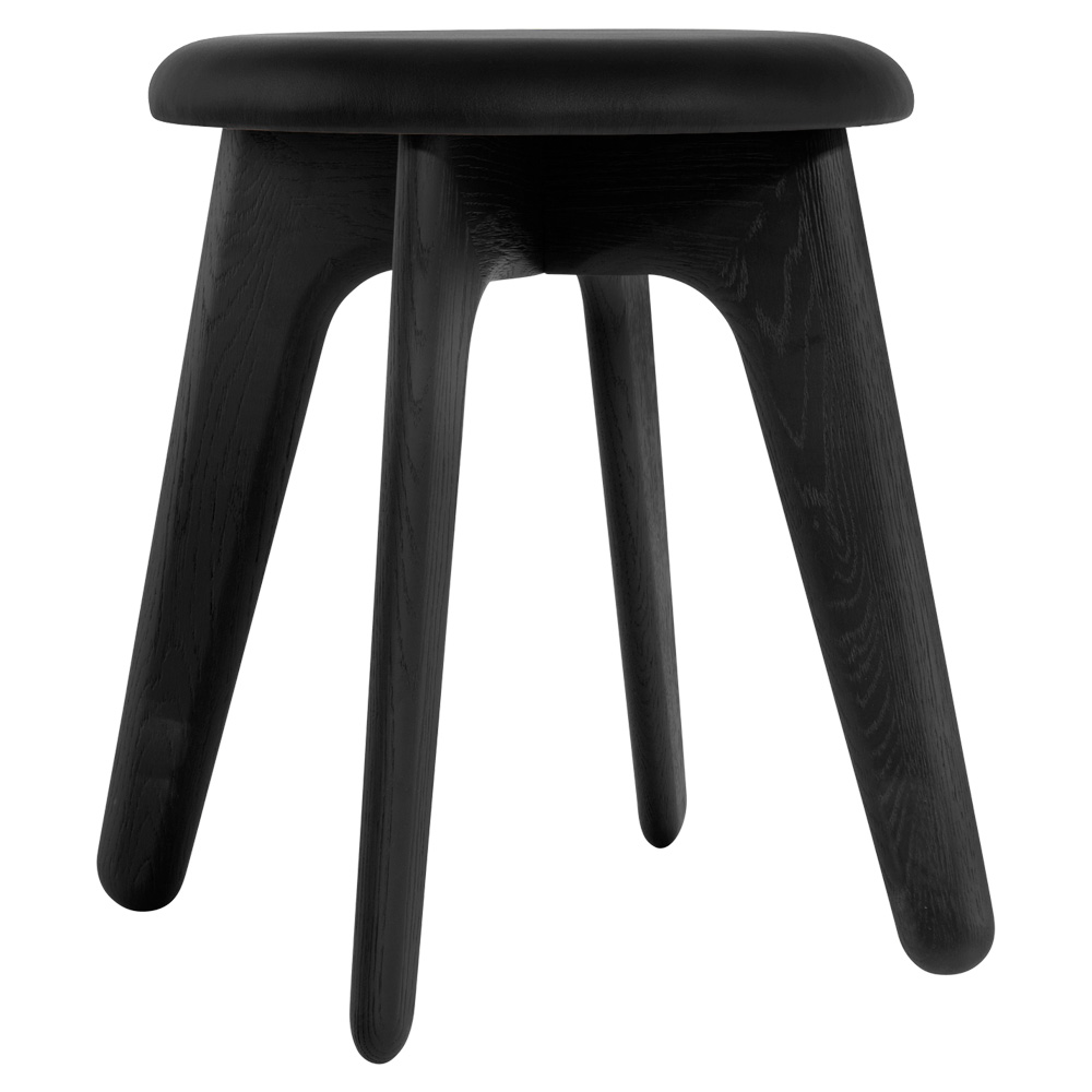 Slab Upholstered Stool - Black Oak