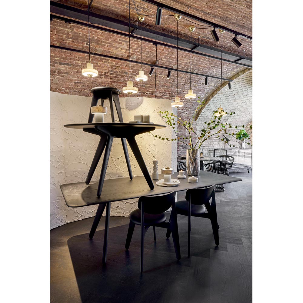 Slab Upholstered Stool - Black Oak