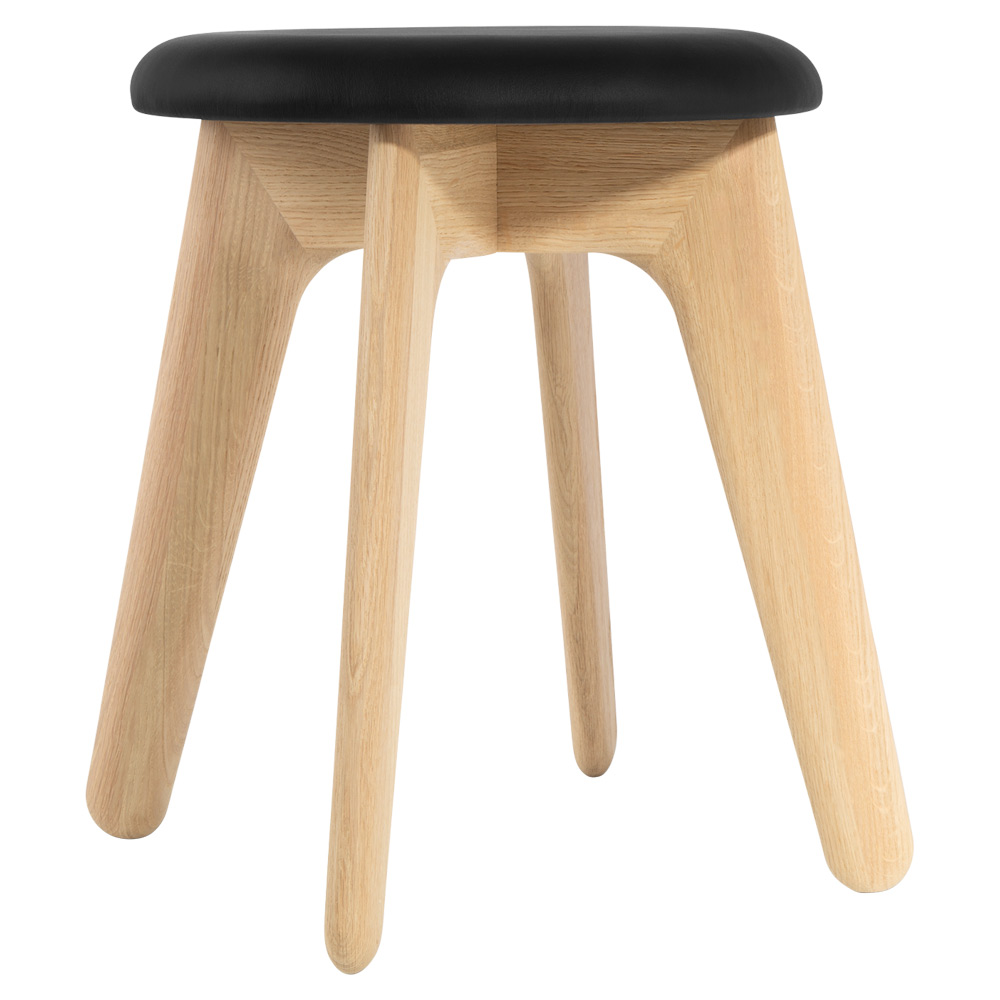 Slab Upholstered Stool - Natural Oak