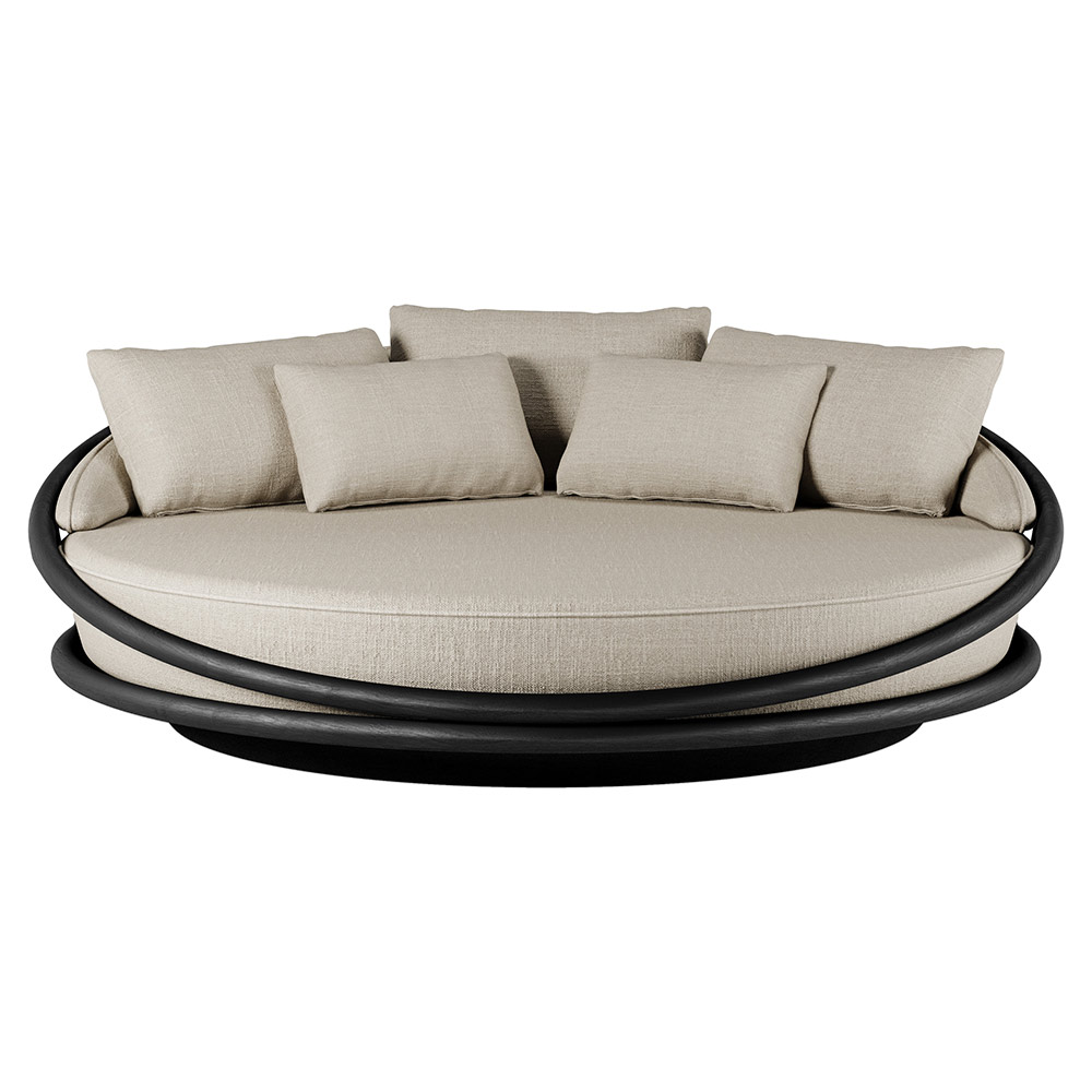 Solis Outdoor Daybed - Beige Structured, Black Teak Frame