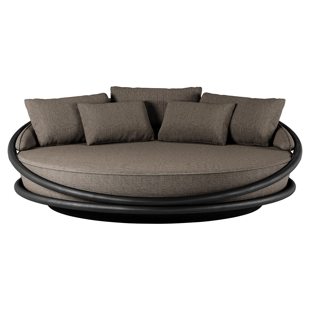 Solis Outdoor Daybed - Dark Brown Structured,  Black Teak Frame