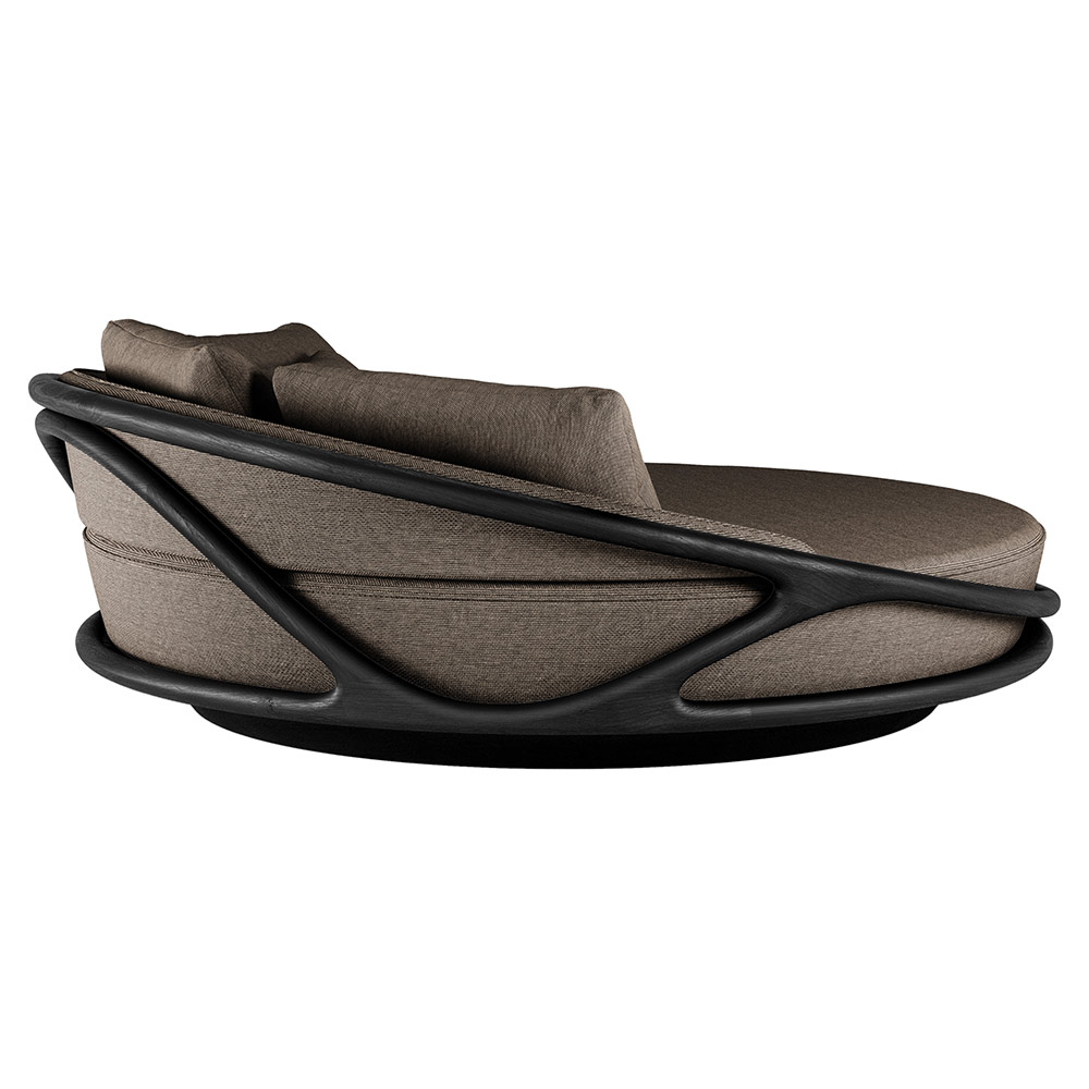 Solis Outdoor Daybed - Dark Brown Structured,  Black Teak Frame