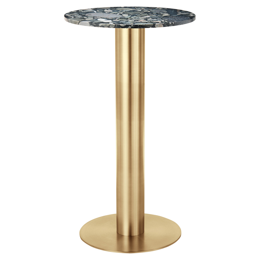 Tube 24 Bar Table Pebble Marble Top Brass Base 1 | Rouse Home
