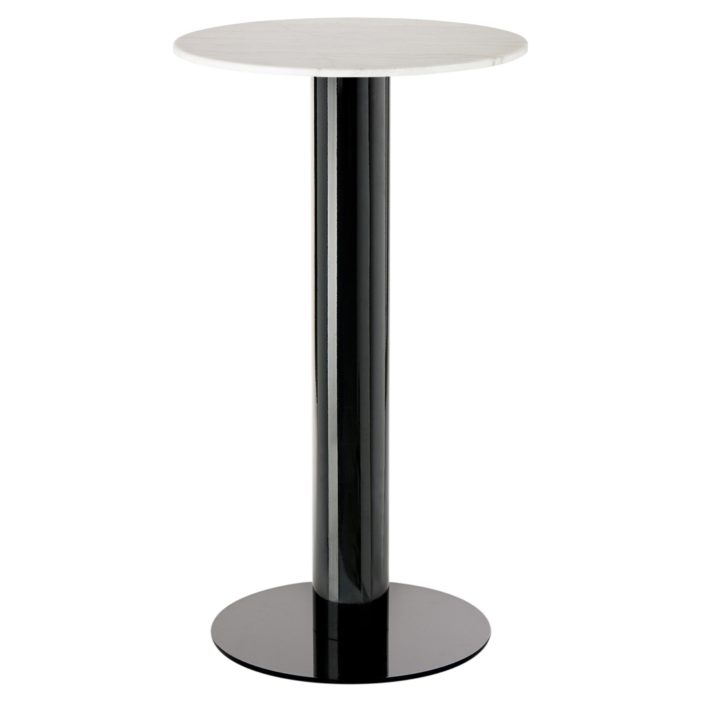 Tube 24 Bar Table White Marble Top Black Base 1 | Rouse Home