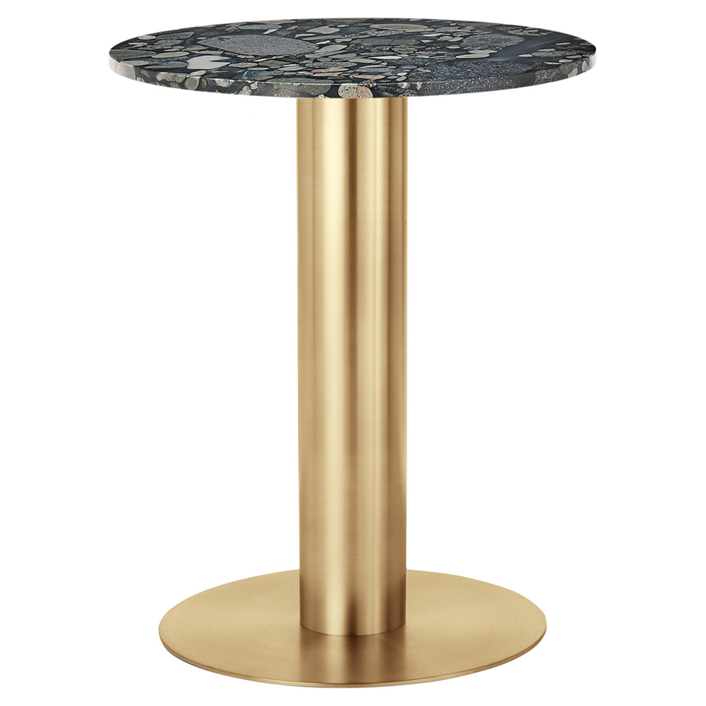 Tube 24" Dining Table - Pebble Marble Top, Brass Base