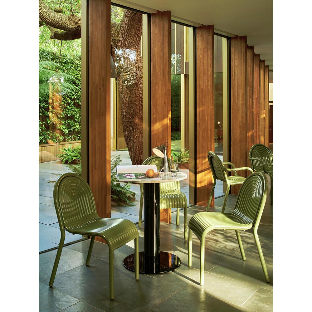 Tube 24" Dining Table - Pebble Marble Top, Brass Base