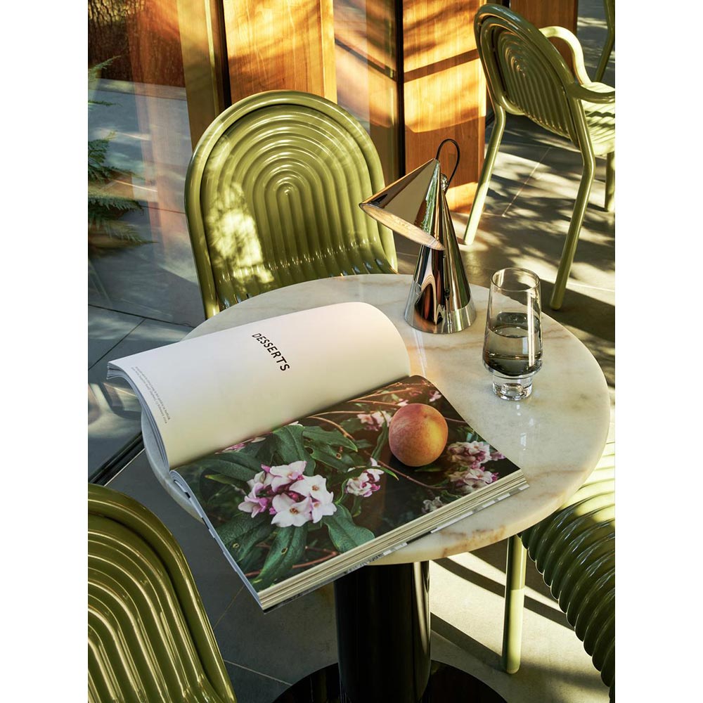 Tube 24" Dining Table - Pebble Marble Top, Brass Base