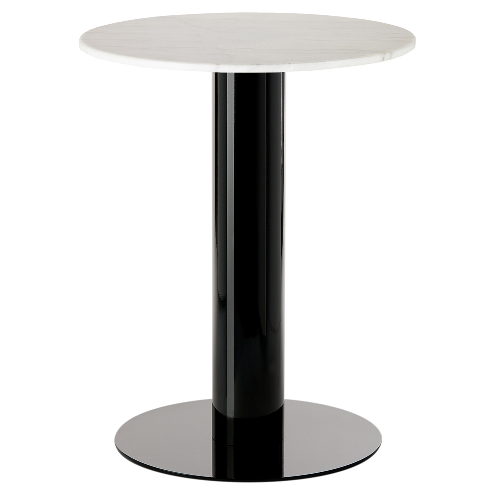 Tube 24" Dining Table - White Marble Top, Black Base