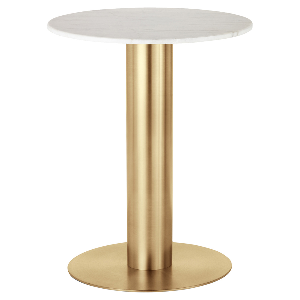 Tube 24" Dining Table - White Marble Top, Brass Base