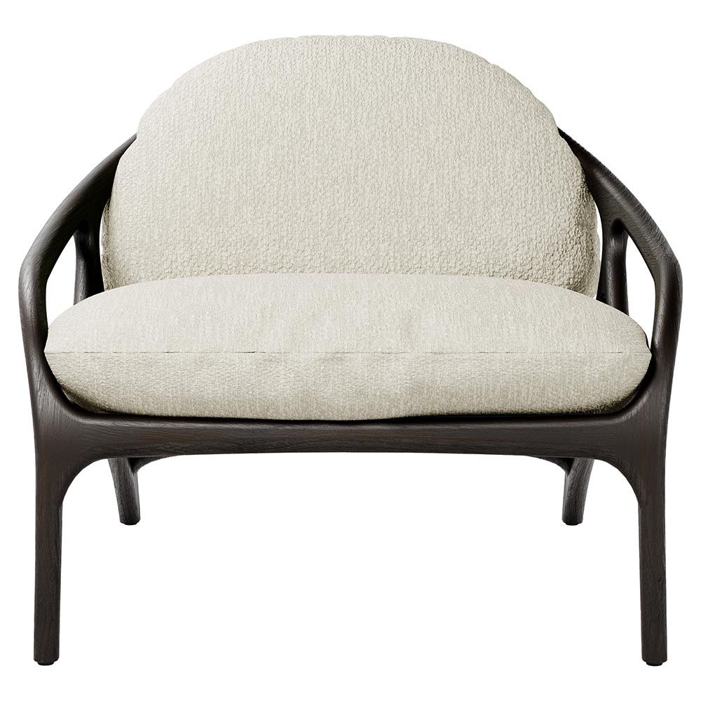 Vime Lounge Chair - Beige Boucle, Dark Brown Leather, Dark Brown Teak Frame