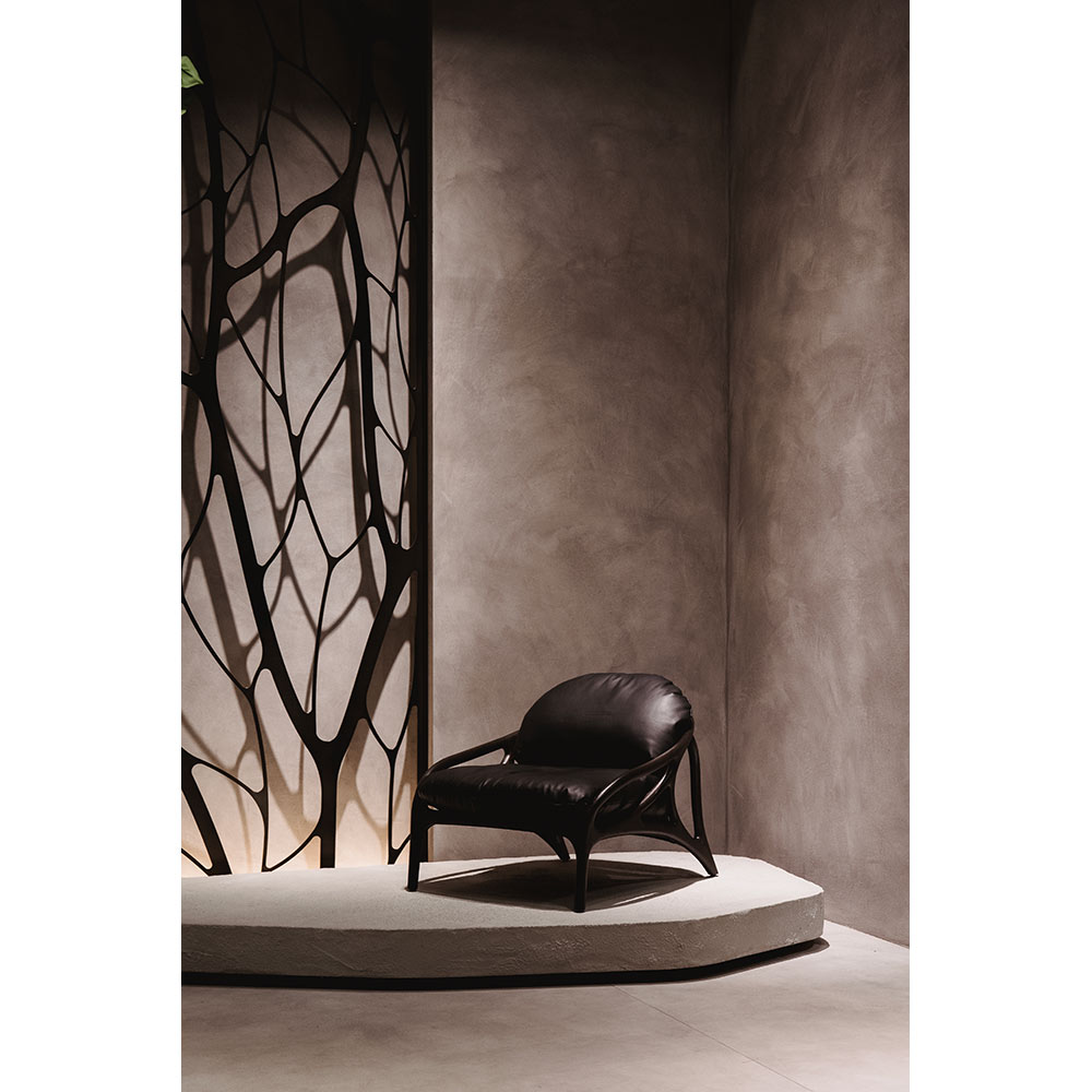 Vime Lounge Chair - Black Leather, Dark Brown Leather, Dark Brown Teak Frame