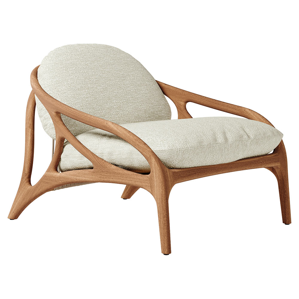 Vime Outdoor Lounge Chair - Beige Boucle, Beige Cord, Teak Frame