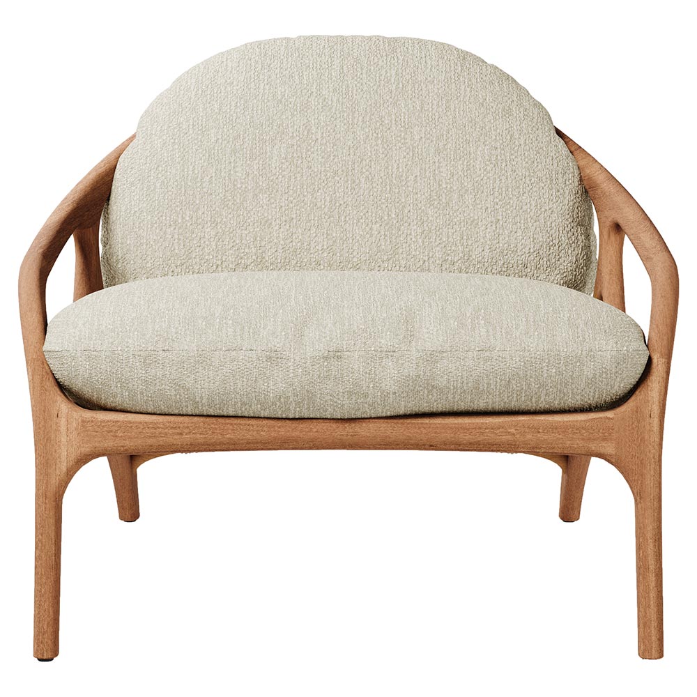Vime Outdoor Lounge Chair - Beige Boucle, Beige Cord, Teak Frame