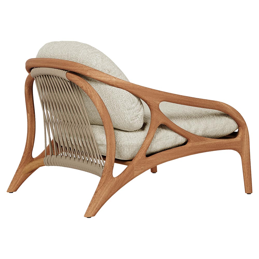 Vime Outdoor Lounge Chair - Beige Boucle, Beige Cord, Teak Frame