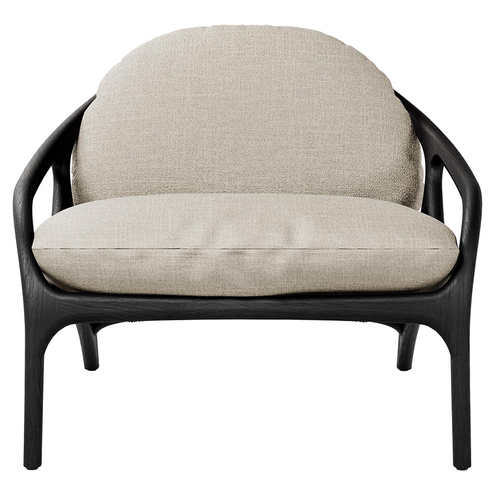 Vime Outdoor Lounge Chair - Beige Structured, Black Cord, Black Teak Frame