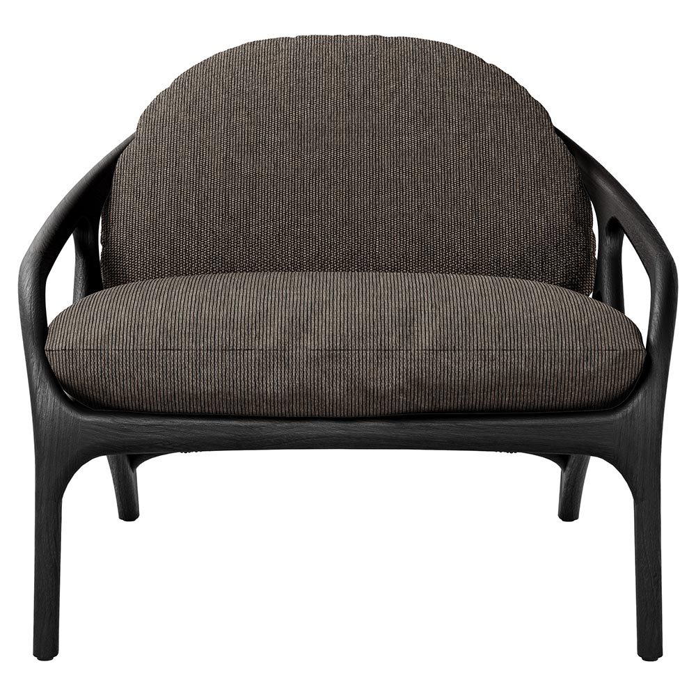 Vime Outdoor Lounge Chair - Dark Brown Structured, Black Cord, Black Teak Frame