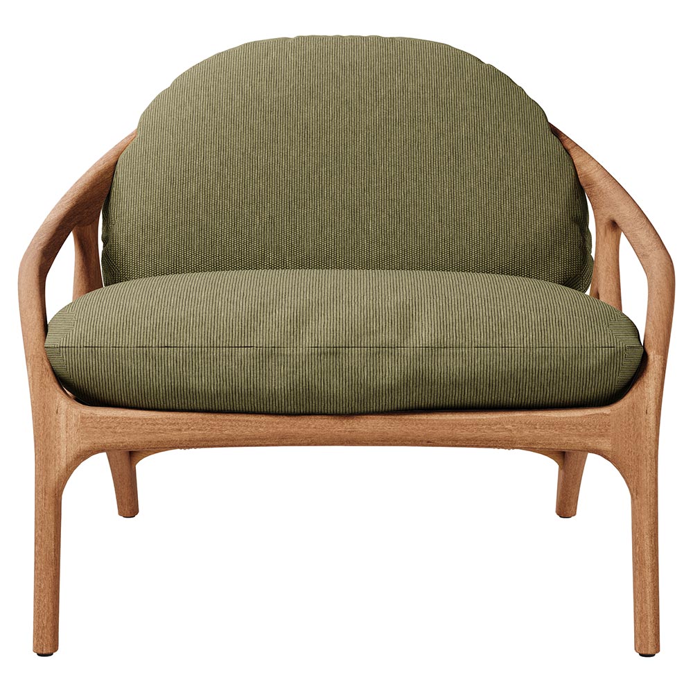 Vime Outdoor Lounge Chair - Green Structured, Beige Cord, Teak Frame