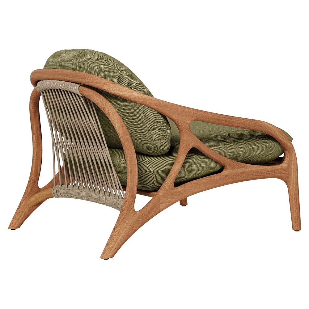 Vime Outdoor Lounge Chair - Green Structured, Beige Cord, Teak Frame