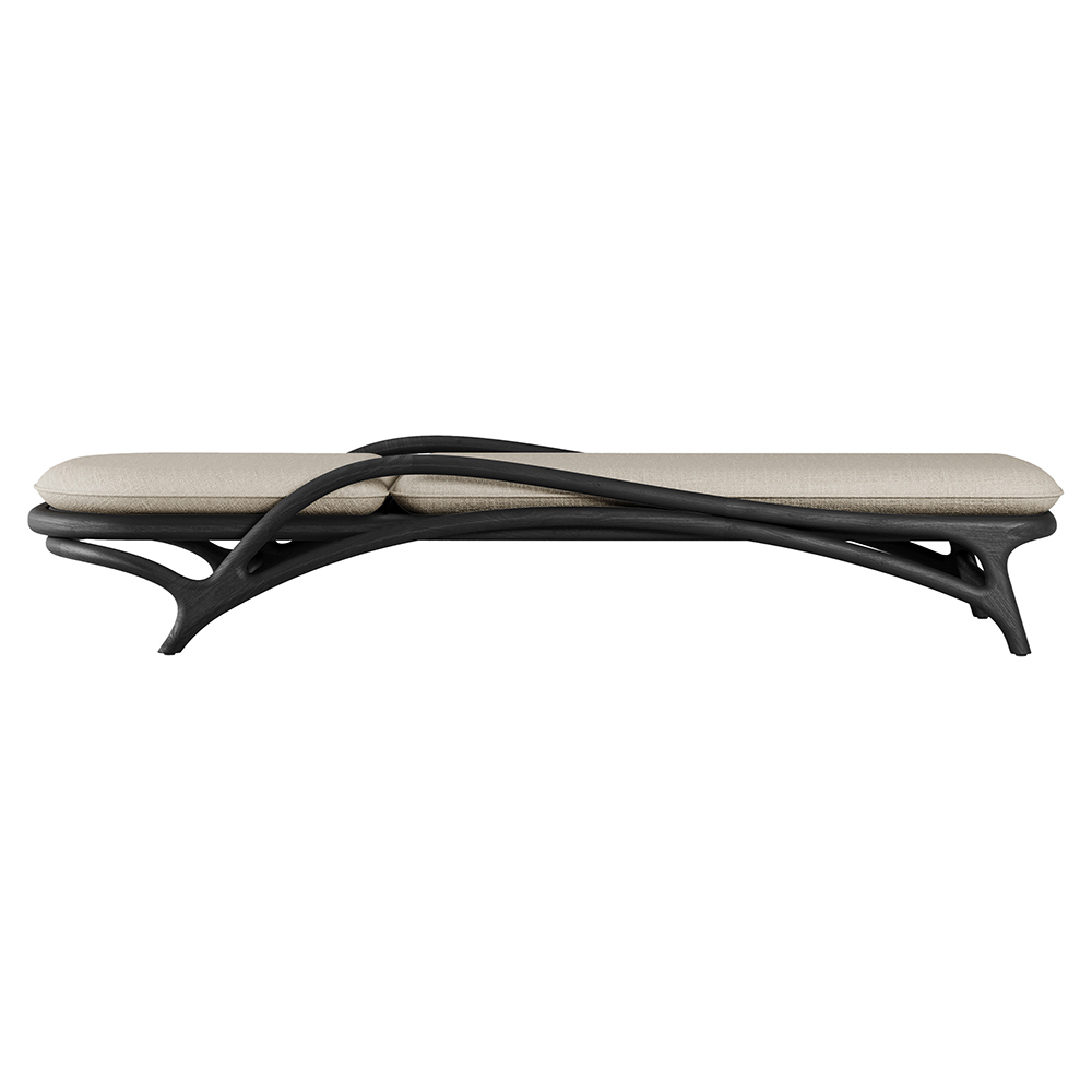 Zen Outdoor Adjustable Lounger - Beige Structured, Bronze, Black Teak Frame