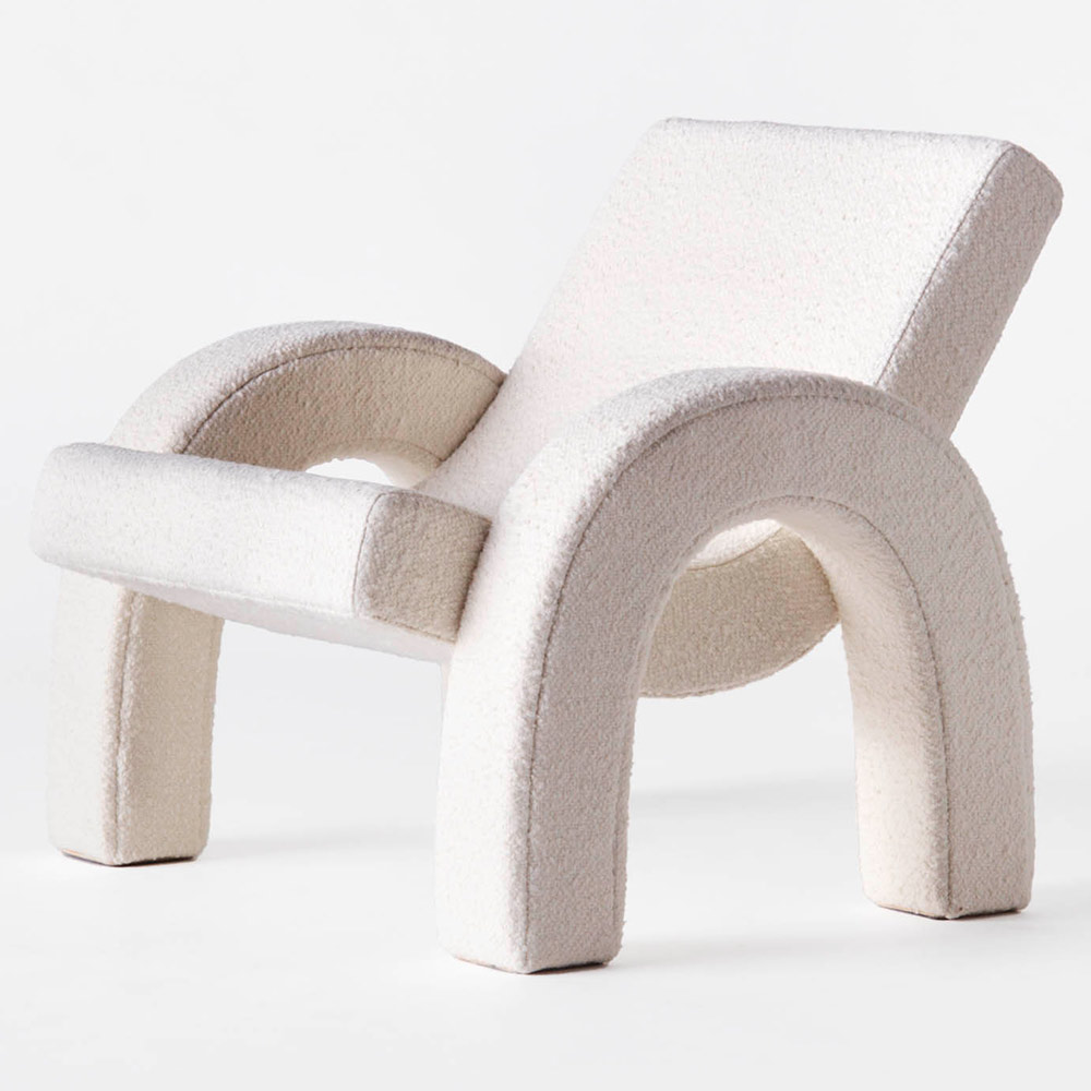 Arco Large Lounge Chair - White Boucle | Rouse Home