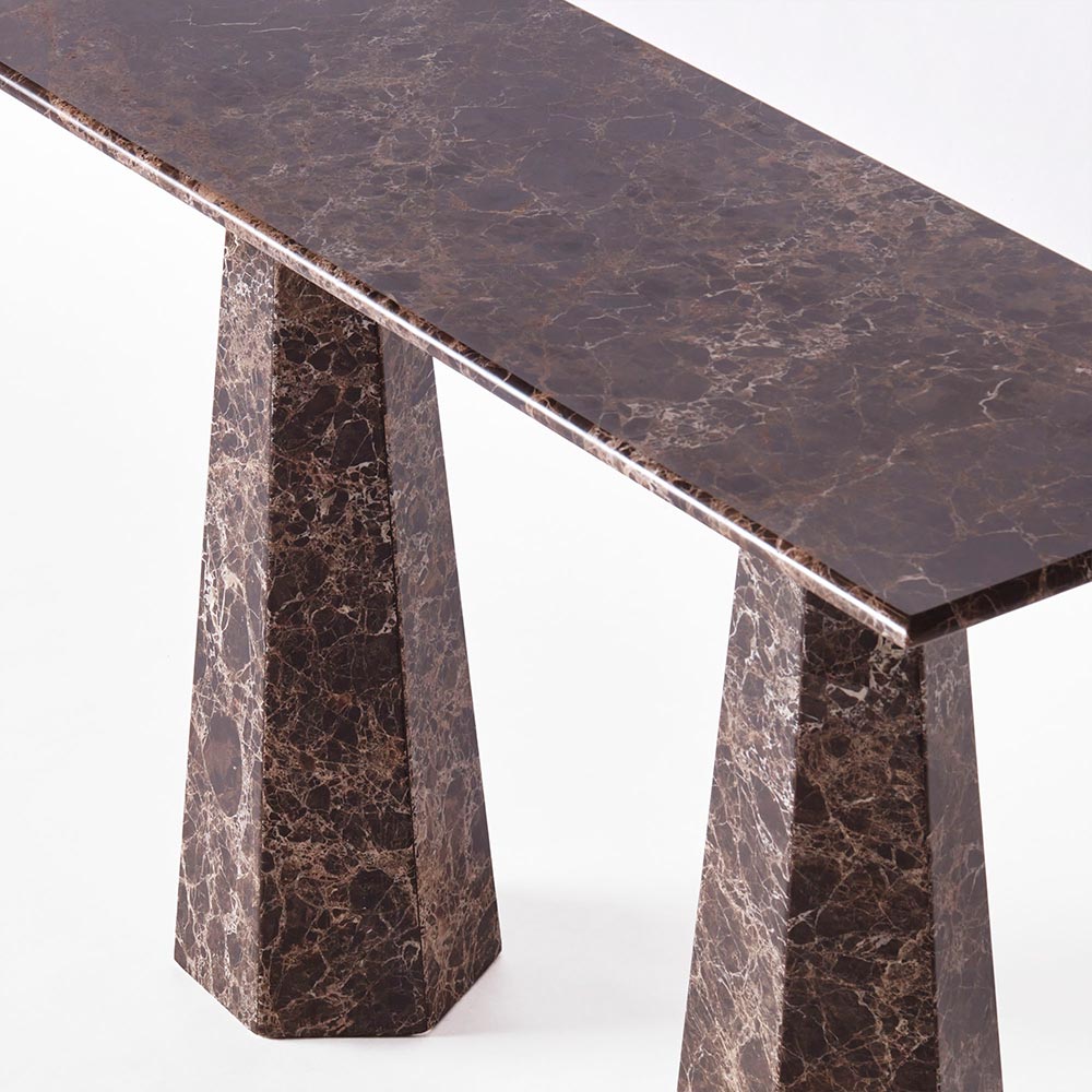 Hexagon Console Table - Dark Emperador Marble