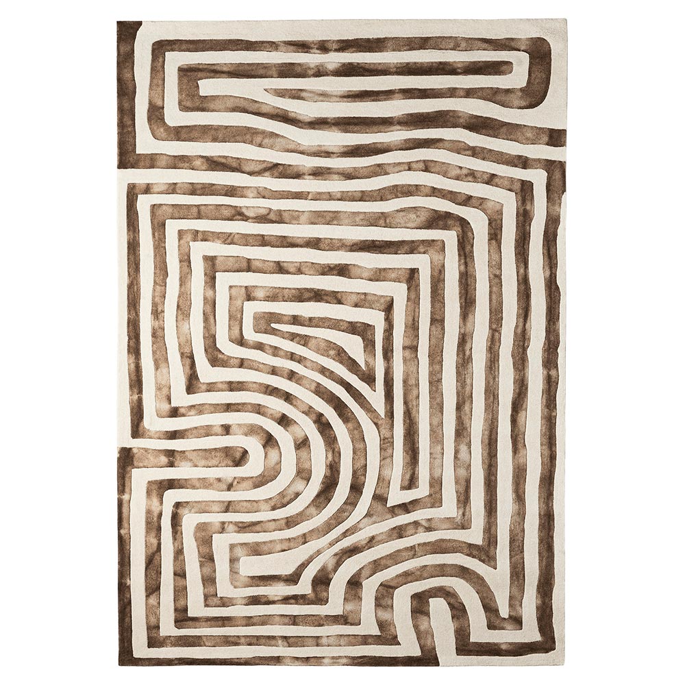 Psychedelic Labyrinth Dip Dye Rug - Beige