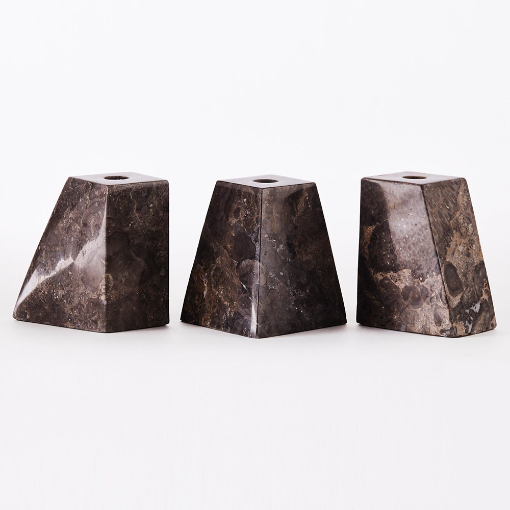 Pyramid Candle Holders - Gray