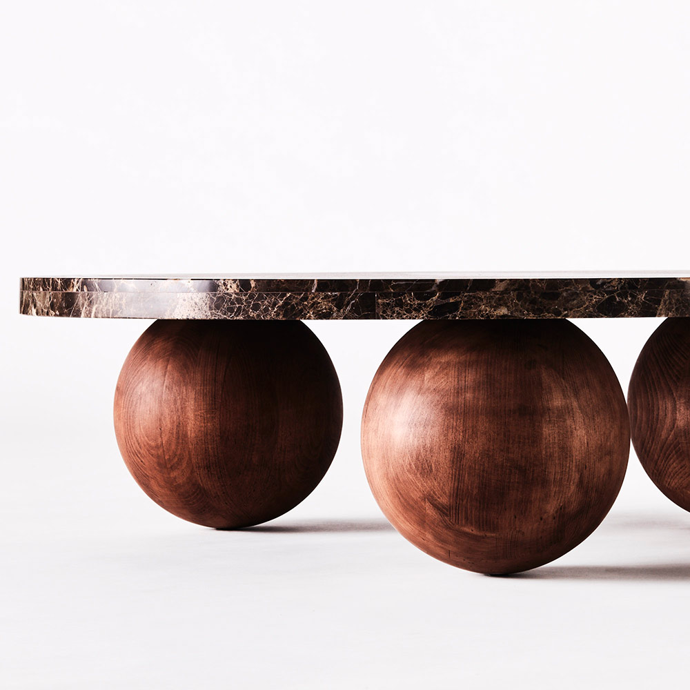 Sphere Round Sofa Table - Emperador