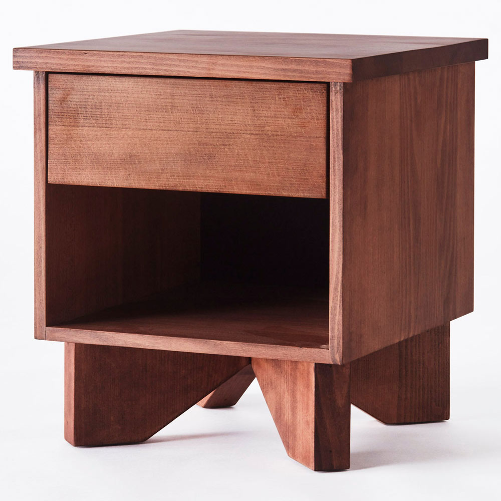 V Bedside Table - Beech