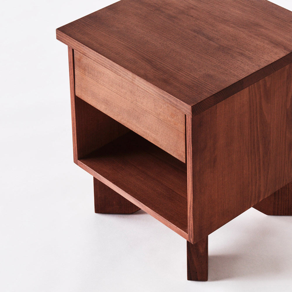 V Bedside Table - Beech