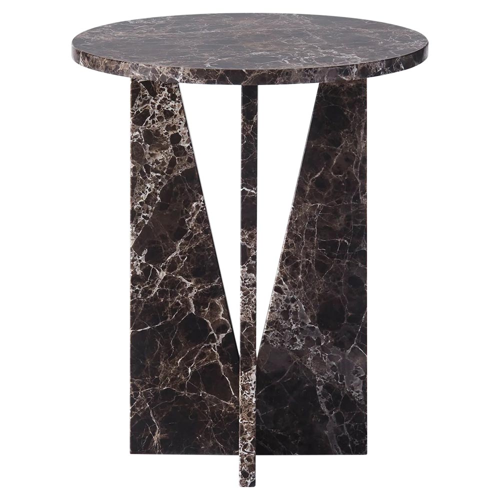 V Side Table - Dark Emperador Marble