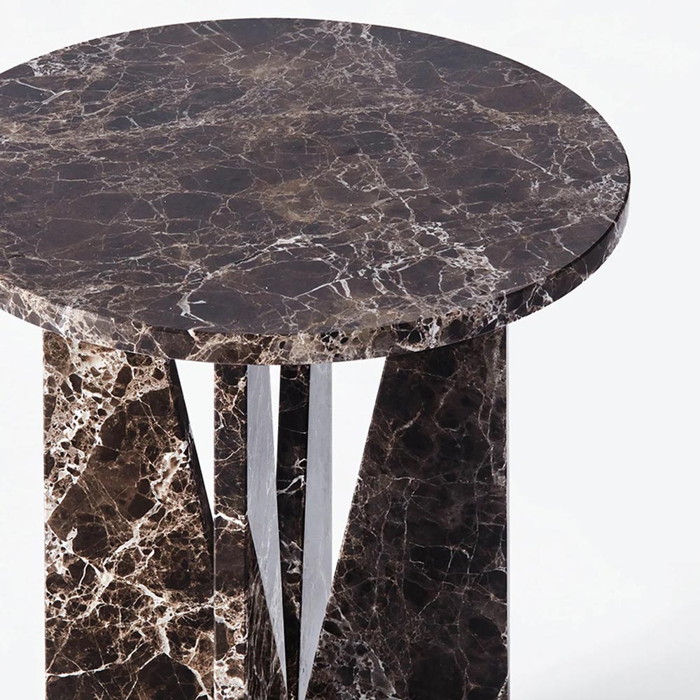 V Side Table - Dark Emperador Marble