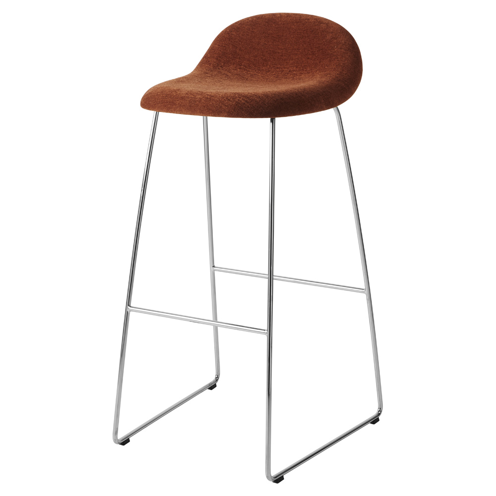 3D Fully Upholstered Bar Stool - Polished Stainless Steel Sledge Base | Rouse Home