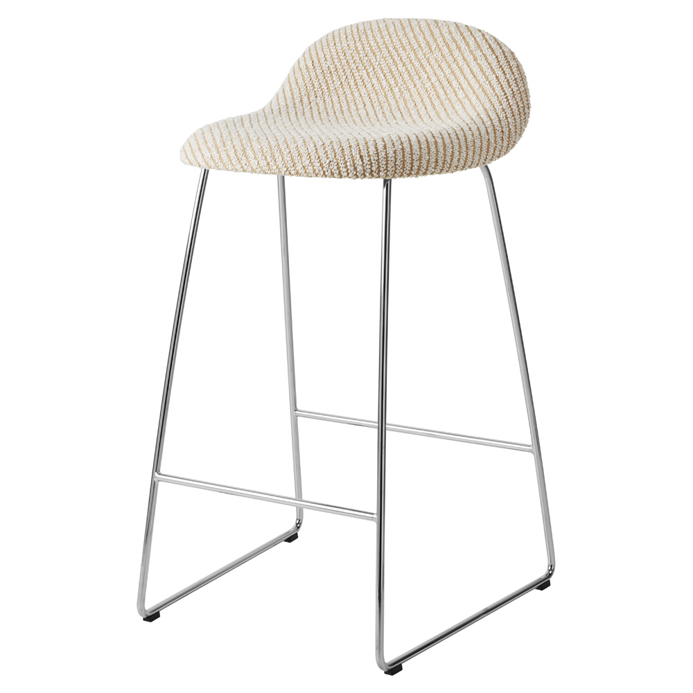 3D Fully Upholstered Counter Stool - Polished Stainless Steel Sledge Base | Rouse Home