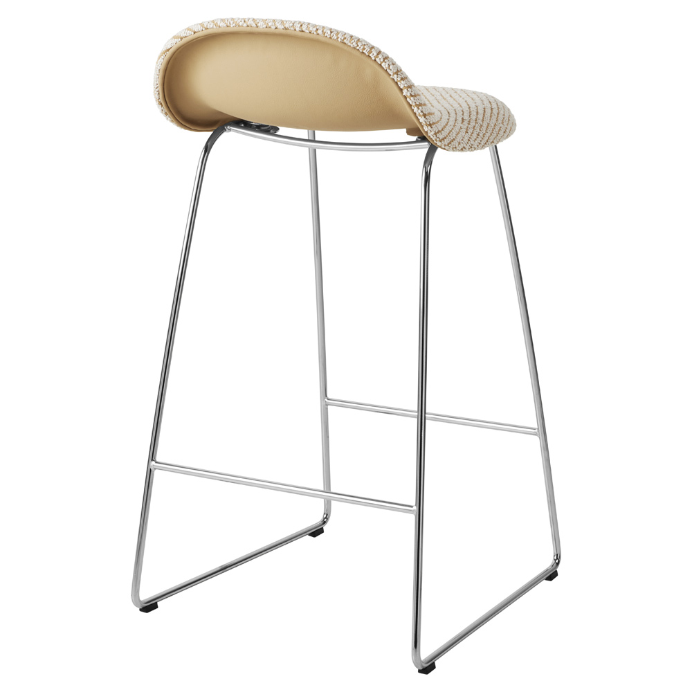3D Fully Upholstered Counter Stool - Polished Stainless Steel Sledge Base | Rouse Home