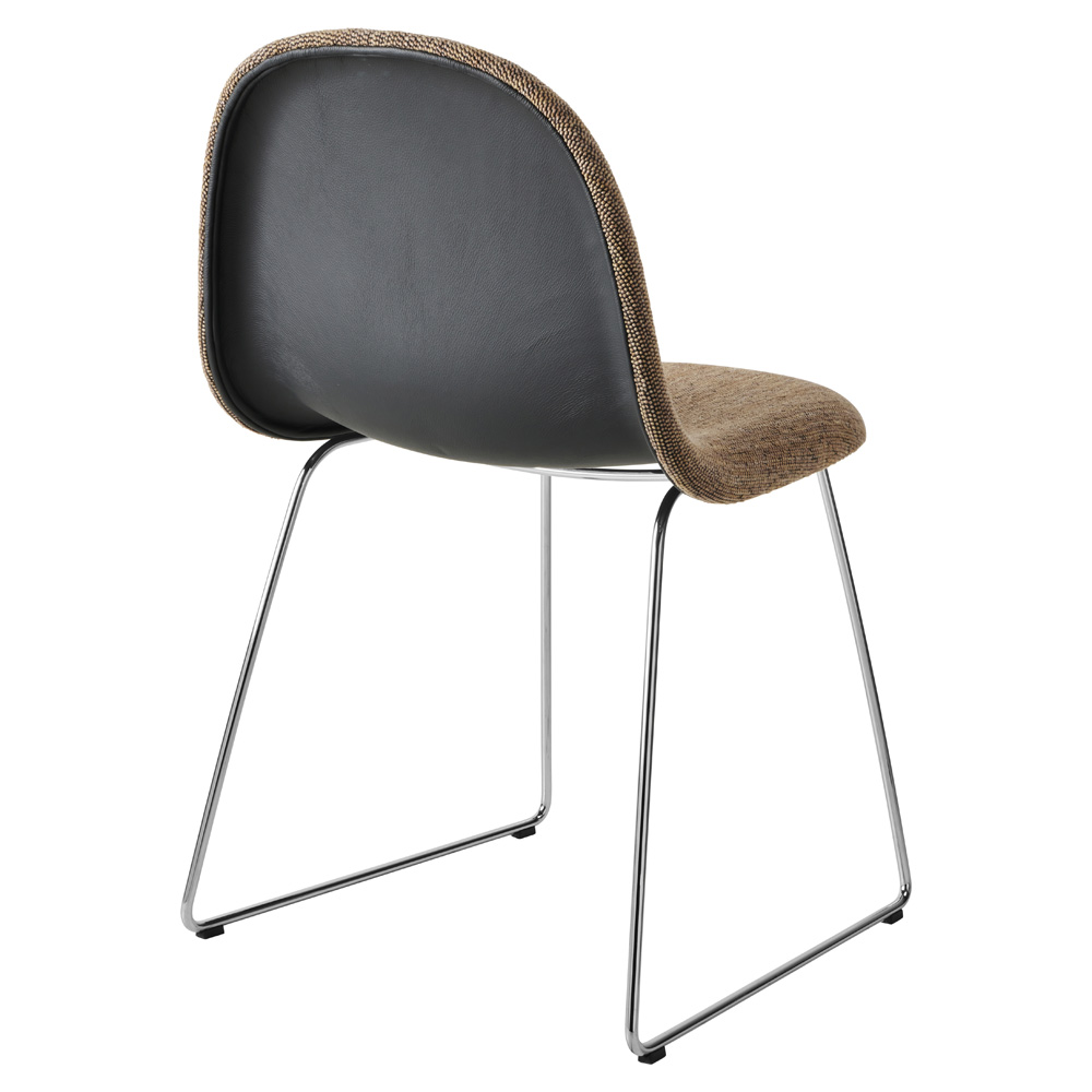 3D Fully Upholstered Dining Chair - Polished Stainless Steel Sledge Base | Rouse Home