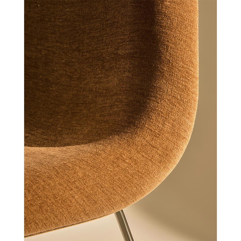 3D Fully Upholstered Dining Chair - Polished Stainless Steel Sledge Base | Rouse Home