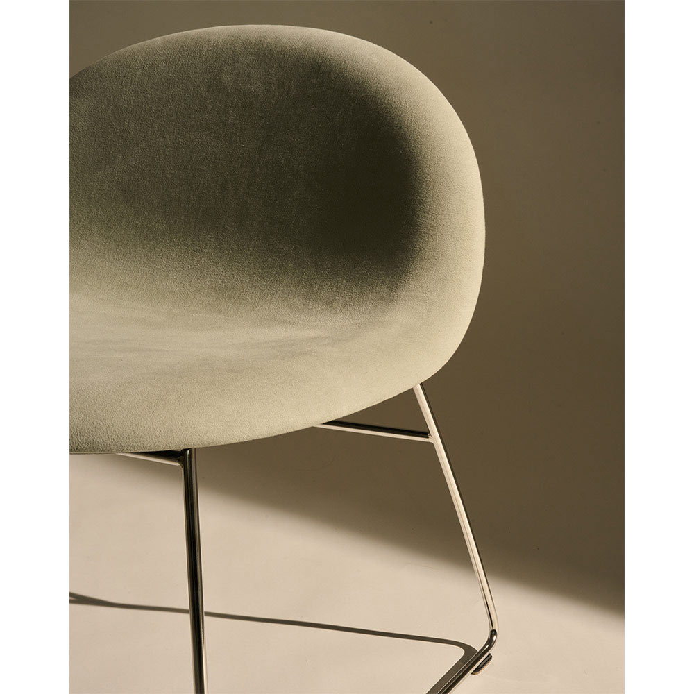 3D Lounge Chair Fully Upholstered Polished Stainless Steel | Rouse Home