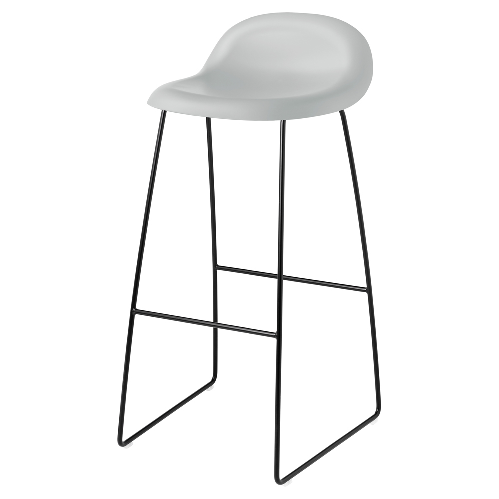3D Unupholstered Bar Stool - Lunar Gray Plastic, Black Matte Stainless Steel Sledge Base