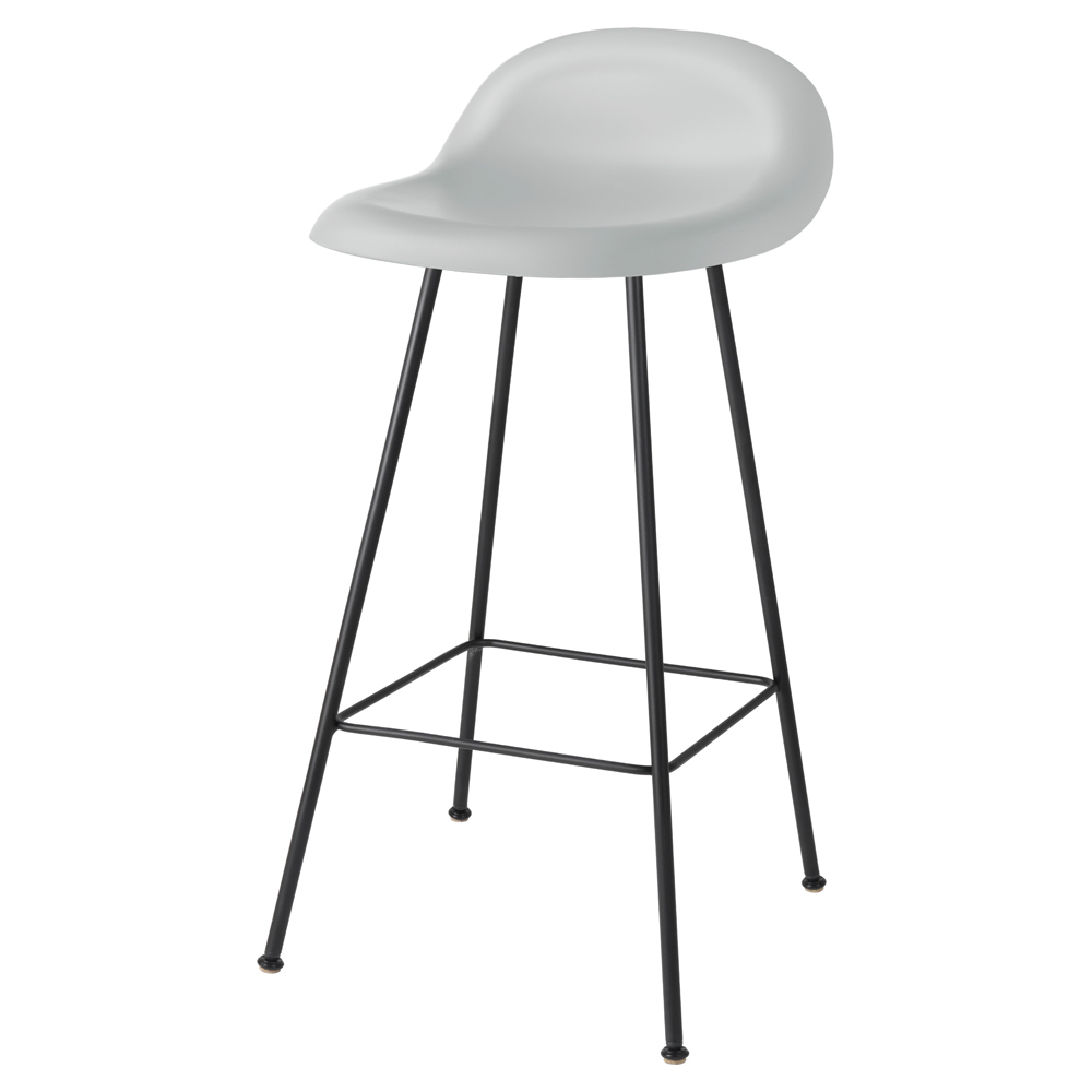 3D Unupholstered Counter Stool - Lunar Gray Plastic, Black Matte Stainless Steel Center Base