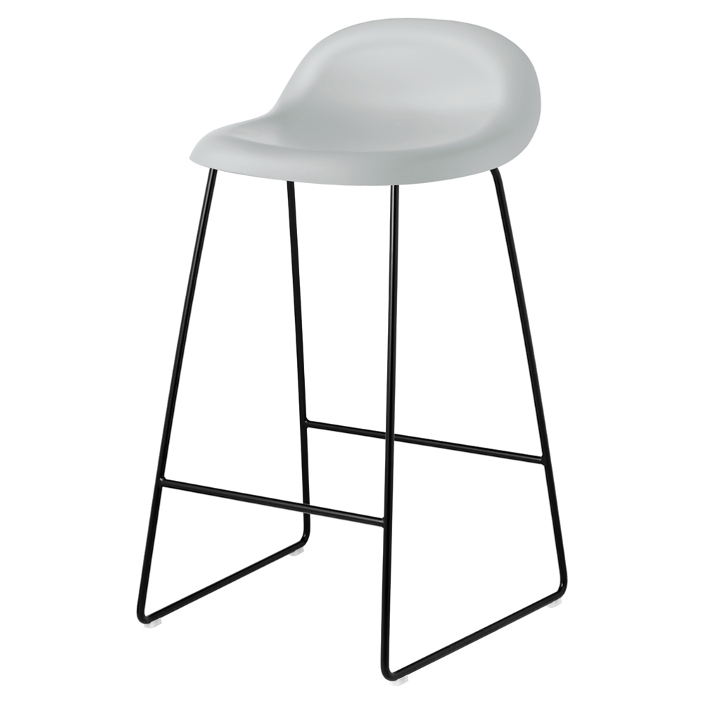 3D Unupholstered Counter Stool - Lunar Gray Plastic, Black Matte Stainless Steel Sledge Base